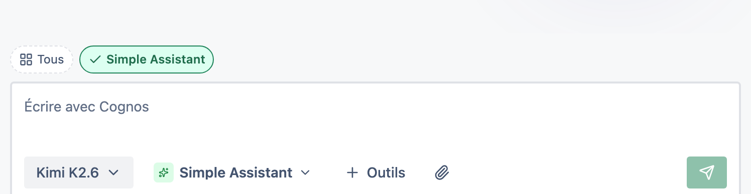 La zone de message avec le bouton trombone pour joindre un fichier.